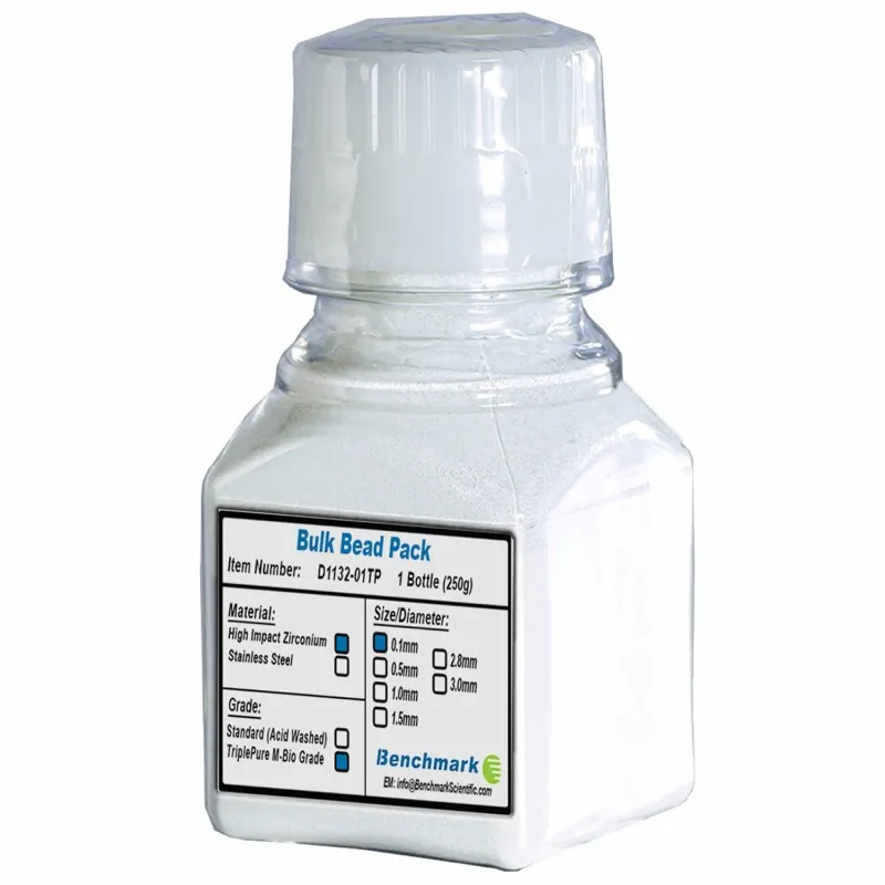 Benchmark Scientific D113201TP [D1132-01TP] Zirconium Bulk Beads 0.1mm, Triple-Pure Molecular Biology Grade, 250g