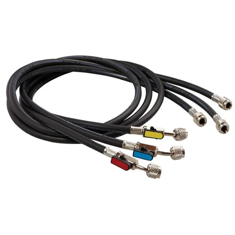 CPS Pro-Set  [HP5BKEZ3]  Premium 1/4in Black Refrigerant Charging Hose with Ball Valve Ends