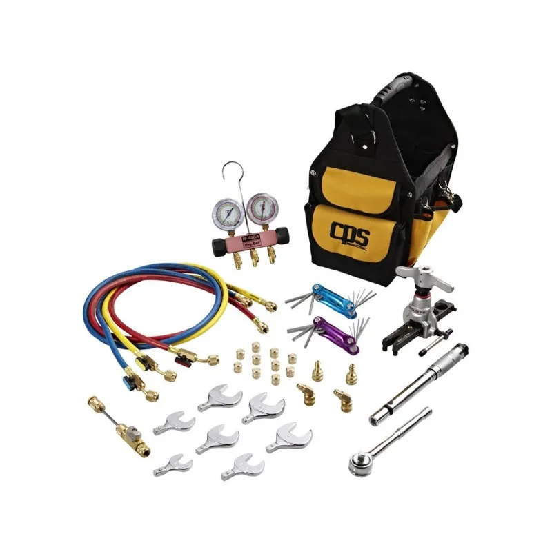 CPS TLB410A [TLB410A] Mini-Split Tool Kit with Triple-Seal 2-Valve Manifold, Metric Torque Wrench Set