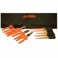 Cementex TR9BEKCA [TR-9BEK-CA] 9-Piece Basic Electrician's Tool Kit with Robertson Screwdriver and Tool Roll Pouch 9
