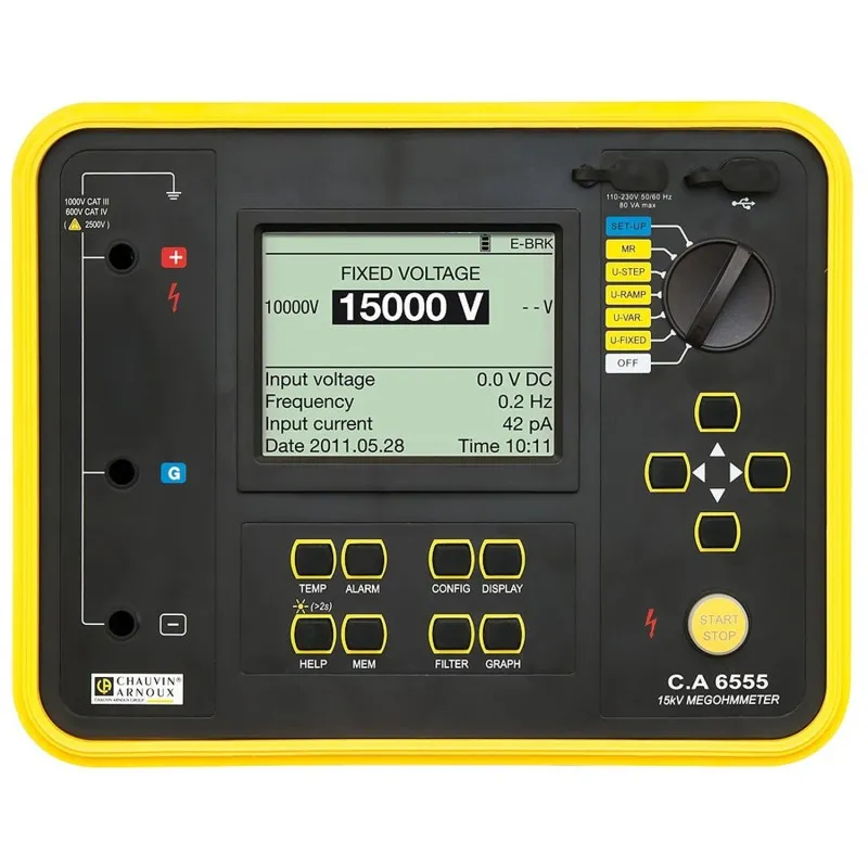 Chauvin Arnoux CA 6555 [P01139716] Insulation Tester 500 V, 1000 V, 2500 V, 5000 V, 10000 V, 15000 V 30 TΩ