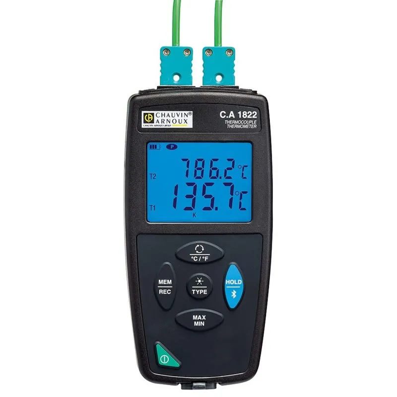 Chauvin Arnoux CA 1822 [P01654822] 2-Channels Thermometer Data Logger, -200 °C to 1372 °C Sensor Type J, K, T, N, E, R, S