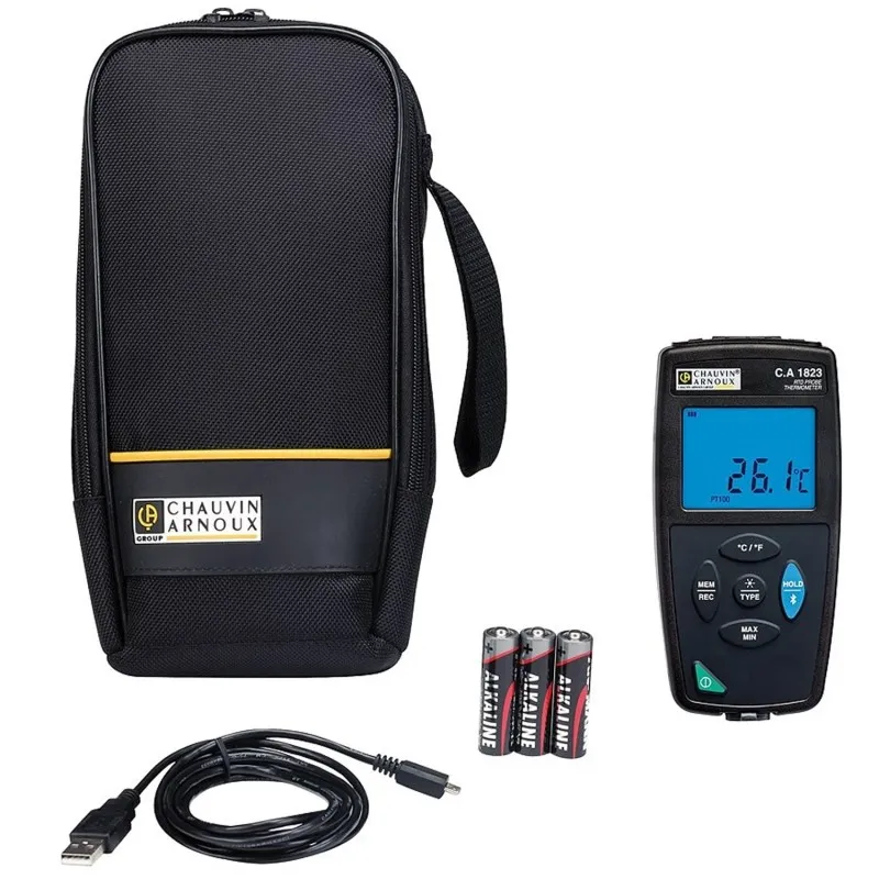 Chauvin Arnoux CA 1823 [P01654823] 1-Channels RTD Thermometer Data Logger, -100 to + 400°C (-148 to + 752°F) Sensor Type PT100 & PT1000
