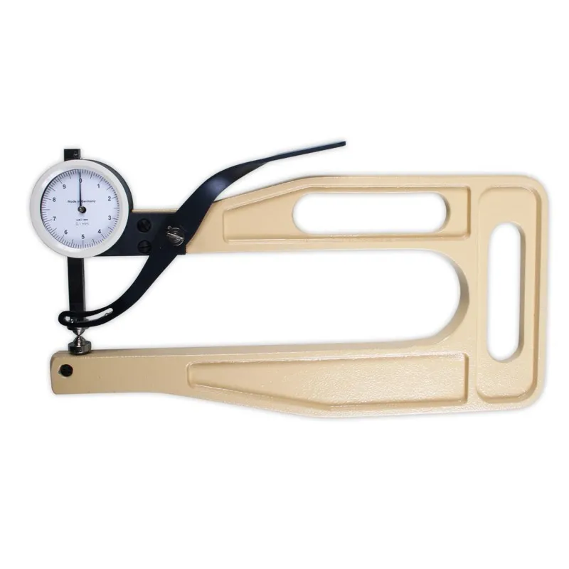 Checkline DM-820 [DM-820-D] Analog Metric Dial Thickness Gauge, Range 0 - 25 mm, Jaw Depth 200 mm, Feeler D (5 mm) For Rubber Rings, Round Material