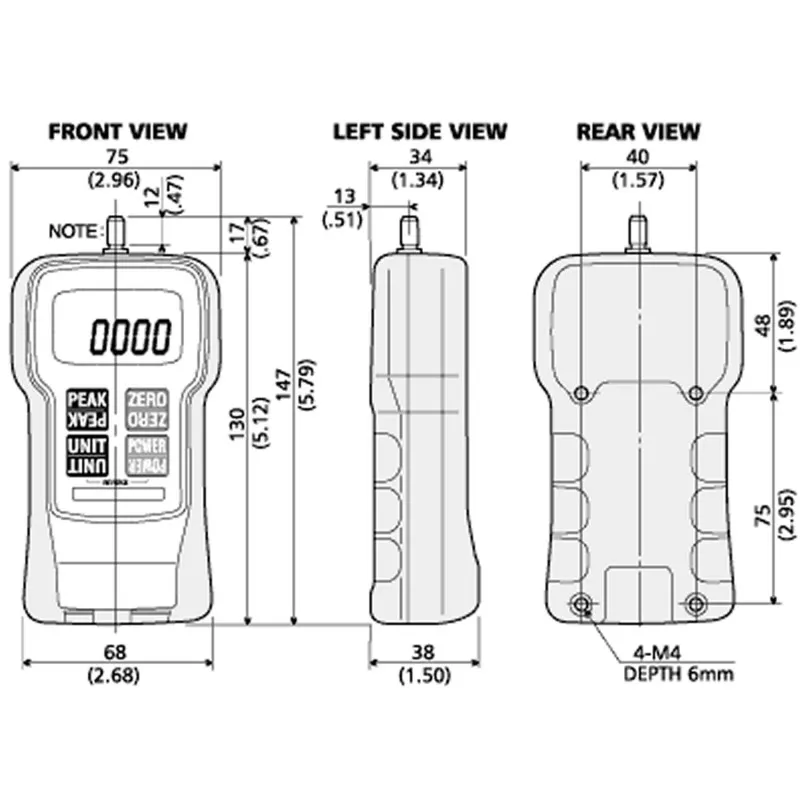Checkline FGE-XY [FGE-100XY] Digital Force Gauge, 100.0 lb / 50.00 Kg / 500.0 N Capacity