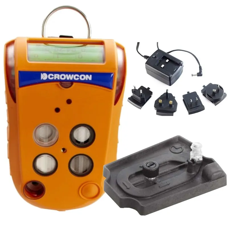 Crowcon Gas-Pro [GPC-0014-EA-A] 4-Gas Confined Space Entry Monitor, CO, H2S, O2, CH4 with Multi Region Power Lead, Pumped with Flow Plate