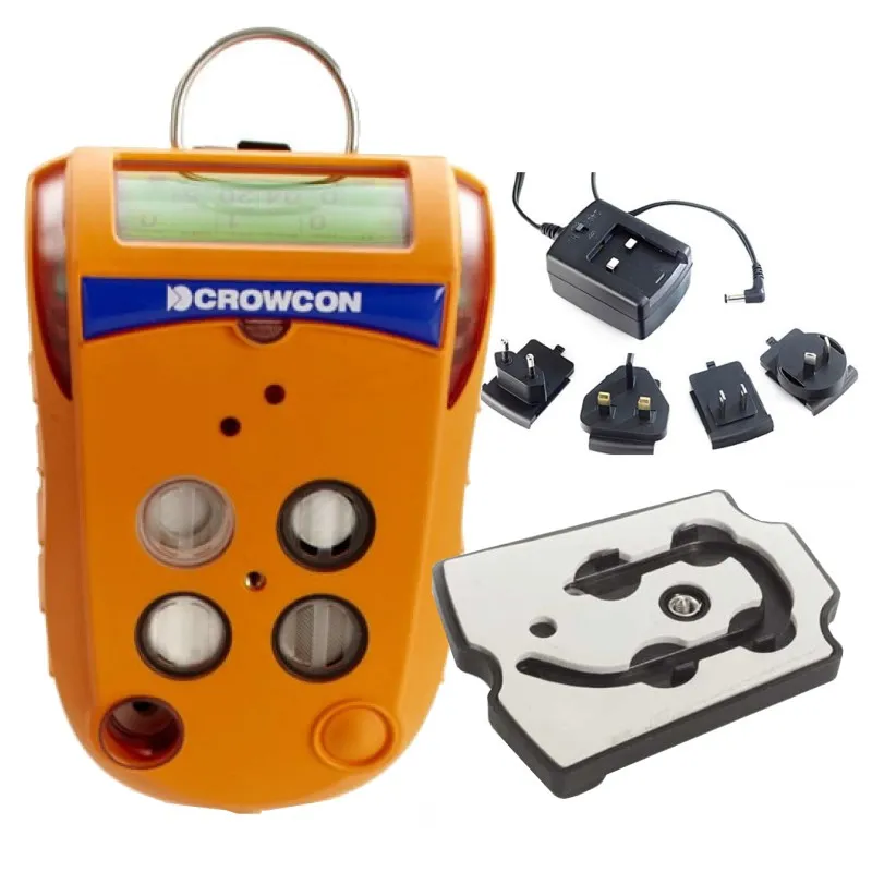 Crowcon Gas-Pro IR [GPF-0005-EA-A] 4-Gas Confined Space Entry Monitor, CL2, O2, LEL IR CH4, PID, Non Pumped, With Flow Plate and Multi Region PSU