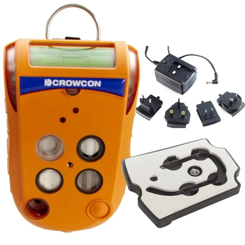 Crowcon Gas-Pro IR [GPF-0005-EA-A] 4-Gas Confined Space Entry Monitor, CL2, O2, LEL IR CH4, PID, Non Pumped, With Flow Plate and Multi Region PSU