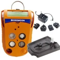 Crowcon Gas-Pro IR [GPP-0013-EA-A] 4-Gas Confined Space Entry Monitor, H2S (0-100ppm), O2, LEL IR CH4, PID, Pumped, With Flow Plate and Multi Region PSU