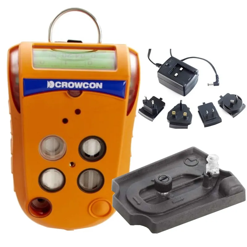 Crowcon Gas-Pro [GPP-0015-EA-A] 5-Gas Confined Space Entry Monitor, CO, H2S, O2, CH4, CO2 with Multi Region Power Lead, Pumped with Flow Plate