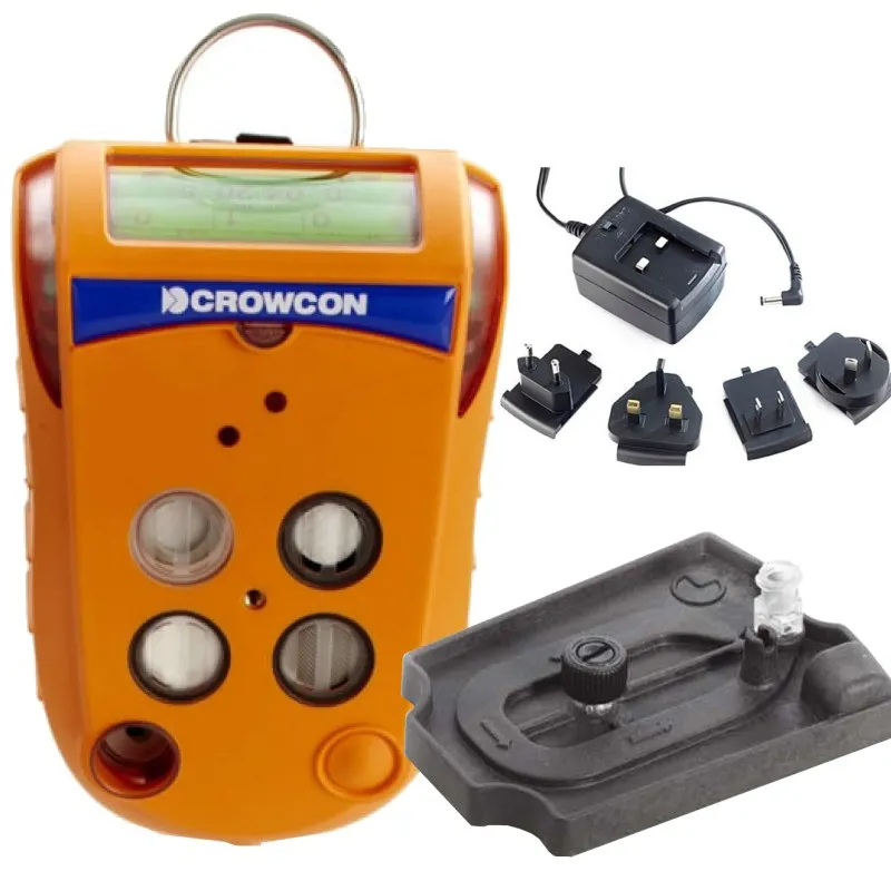 Crowcon Gas-Pro [GPP-0015-EA-A] 5-Gas Confined Space Entry Monitor, CO, H2S, O2, CH4, CO2 with Multi Region Power Lead, Pumped with Flow Plate