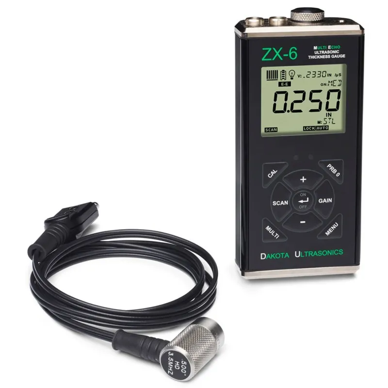 Dakota Ultrasonic ZX-6 [Z-305-0001] Thru-Paint Ultrasonic Wall Thickness Gauge With T-102-2700 Probe