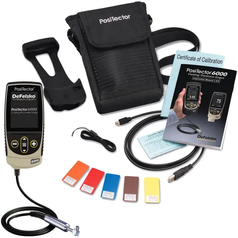 DeFelsko PosiTector 6000 [6000 F0S1] Coating Thickness Gauge With Standard Body, 0° Microprobe, Measures Coatings On Ferrous Metals, 0-45 mils (0-1150 μm)