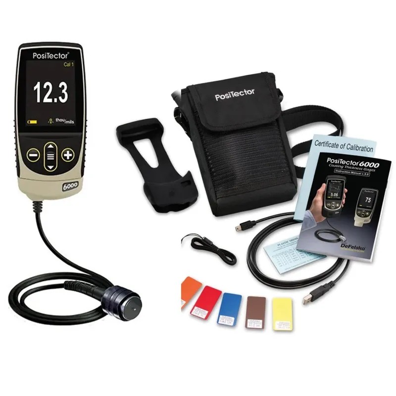 DeFelsko PosiTector 6000 [6000 FNTS1] Coating Thickness Gauge With Standard Body, High Range Cabled Probe, Measures Coatings On All Metals, 0 - 250 mils (0 - 6000 µm)