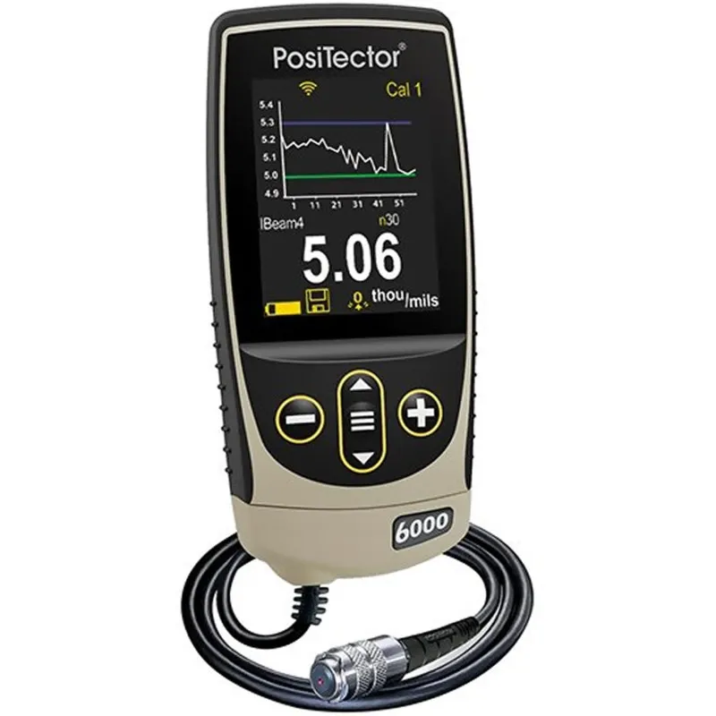 DeFelsko PosiTector 6000 [6000 FS3] Coating Thickness Gauge With Advanced Body, Cabled Probe, Measures Coatings On Ferrous Metals, 0-60 mils (0-1500 µm)