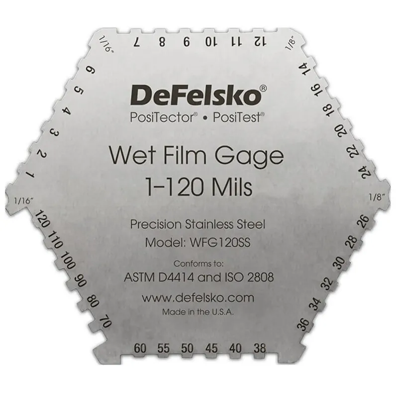 DeFelsko WFG [WFG120SS] Stainless 6-Sided Wet Film Thickness Gage, 1–120 mils