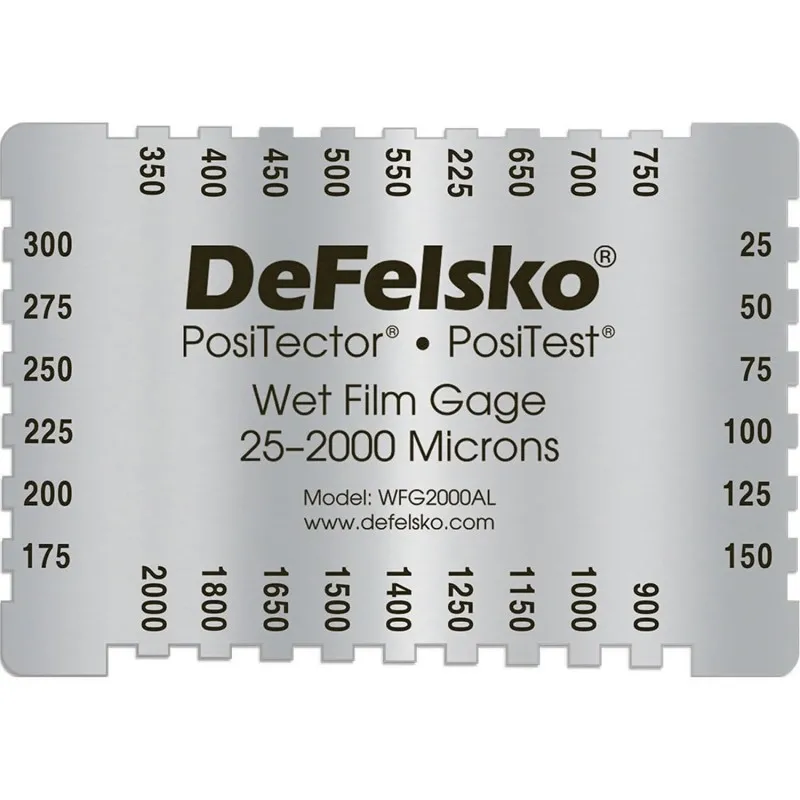 DeFelsko WFG [WFG2000AL10PK] Aluminum 4-Sided Wet Film Thickness Gage, 25–2,000 μm (10 Pack)