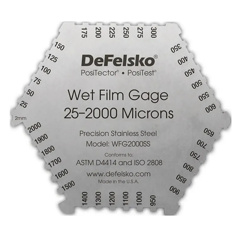 DeFelsko WFG [WFG2000SS] Stainless 6-Sided Wet Film Thickness Gage, 25–2,000 μm