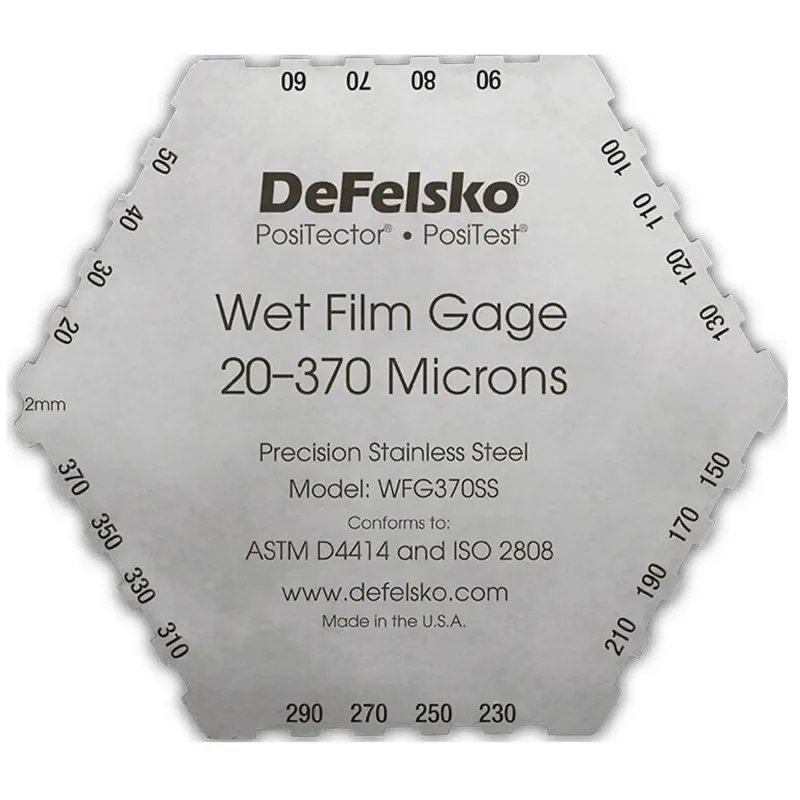 DeFelsko WFG [WFG370SS] Stainless 6-Sided Wet Film Thickness Gage, 20–370 μm