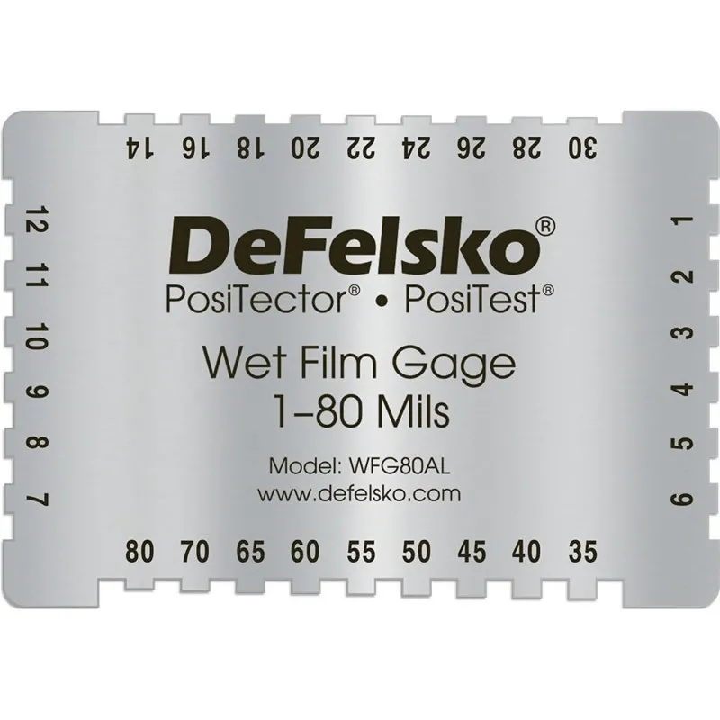 DeFelsko WFG [WFG80AL10PK] Aluminum 4-Sided Wet Film Thickness Gage, 1–80 Mils 10 Pack