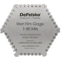 DeFelsko WFG [WFG80SS] Stainless 6-Sided Wet Film Thickness Gage, 1–80 mils
