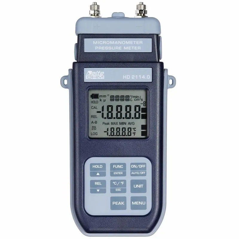 Delta Ohm HD21140 [HD2114.0] Portable Pressure Micromanometer Thermometer with 20mbar Built-in Sensor