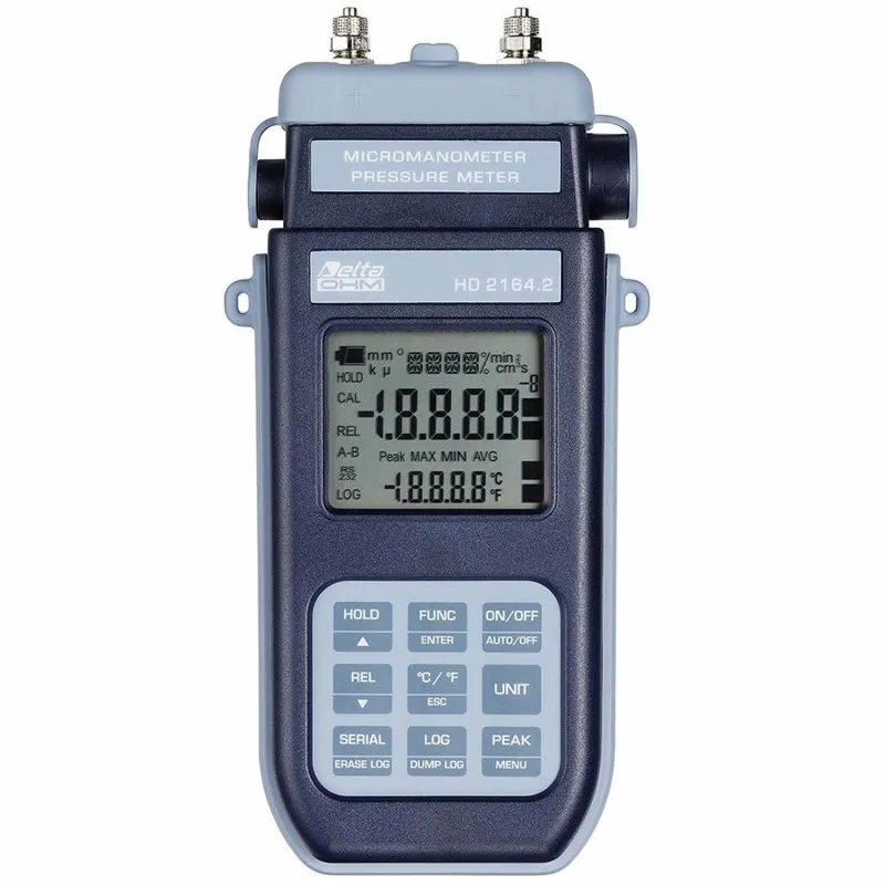 Delta Ohm HD2164 [HD2164.2] Handheld Micromanometer - Thermometer Data Logger with 2000mbar Built-in Sensor