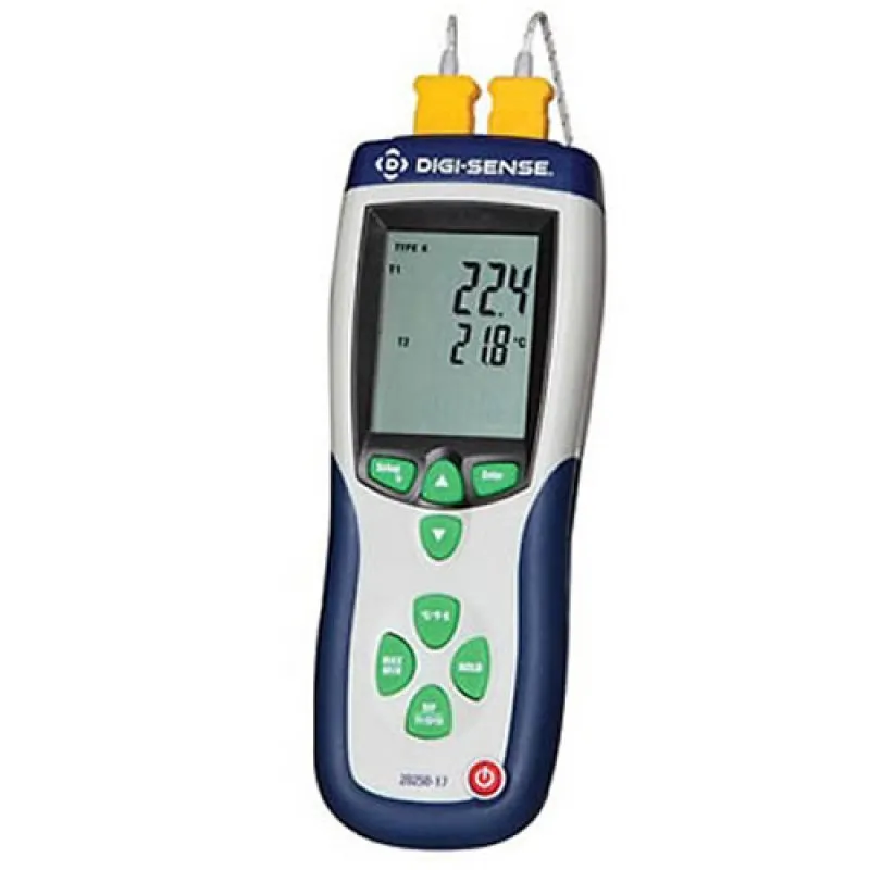 Digi-Sense 20250-17 Type K Dual-Input Thermocouple Probe Thermometer -328 to 2501° F  (-200 to 1372° C)