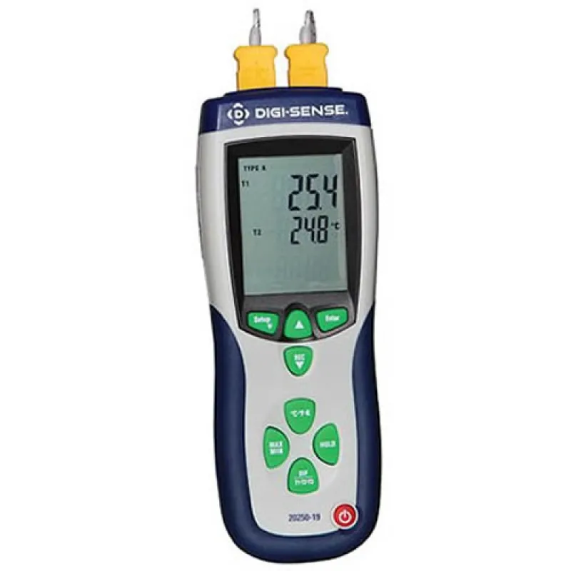 Digi-Sense 20250-19 Type K Dual-Input Data Logging Thermocouple Probe Thermometer -328 to 2501° F  (-200 to 1372° C)