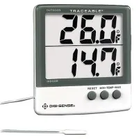 Digi-Sense 90000-75 [WD-90000-75] Indoor/Outdoor Digital Thermometer with Giant Dual-Display and NIST-Traceable Calibration