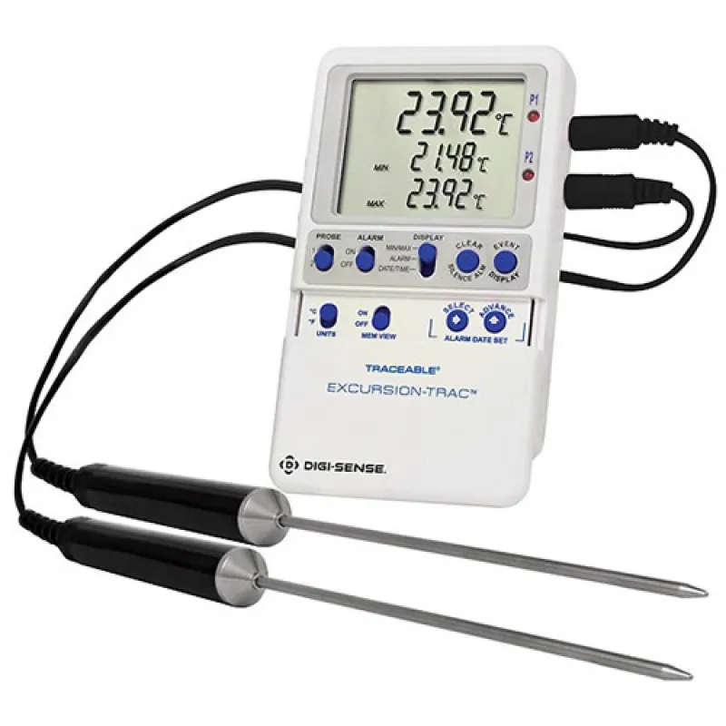 Digi-Sense 94460-17 [WD-94460-17] Excursion-Trac Datalogging Thermometer with NIST-Traceable Calibration, 2 SS Probes