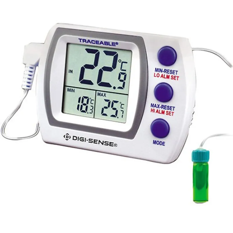 Digi-Sense 94460-73 [WD-94460-73]  Jumbo Refrigerator/Freezer Thermometer with NIST-Traceable Calibration, 5 mL Bottle Probe