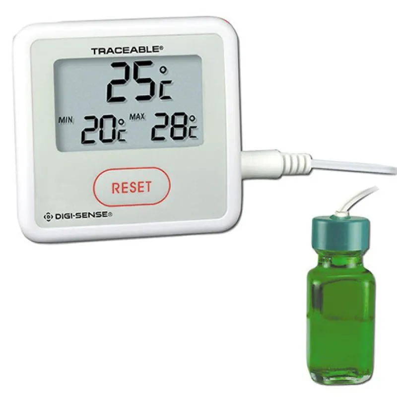 Digi-Sense 94460-87 [WD-94460-87] Sentry Triple-Display Thermometer with NIST-Traceable Calibration, Celsius, Bottle Probe