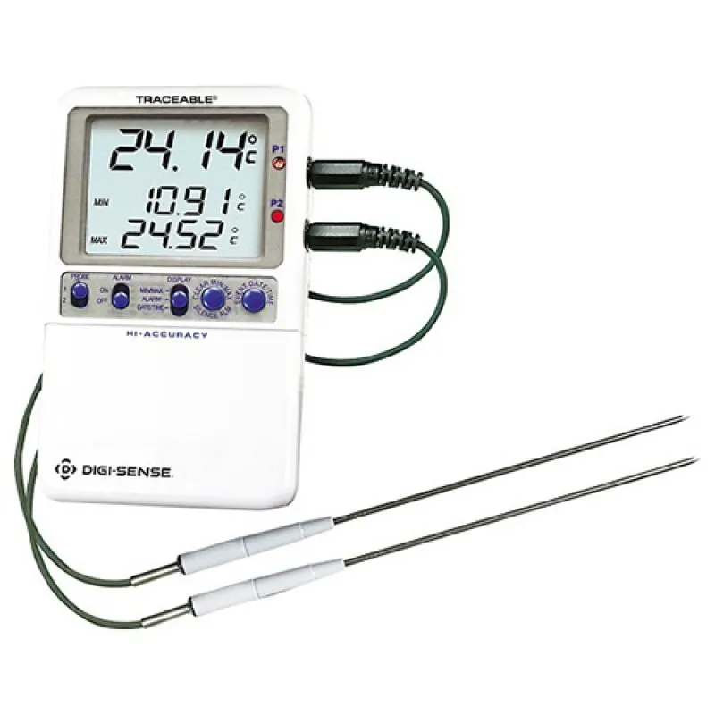 Digi-Sense 94460-99 [WD-94460-99] High-Accuracy Fridge/Freezer Thermometer with NIST-Traceable Calibration, 2 SS Probes