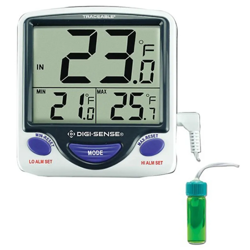 Digi-Sense 94460-83 [WD-94460-83]  Jumbo Fridge/Freezer Digital Thermometer with NIST-Traceable Calibration, 5 mL Bottle Probe