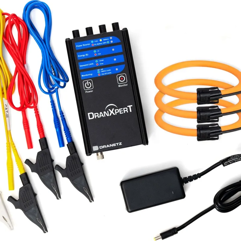 Dranetz DranXpert [DXPT-S-F500-36PKG-US] Portable Power Logger and Power Quality Detector Kit With Sensors and 500 A Flex CT's, 36"