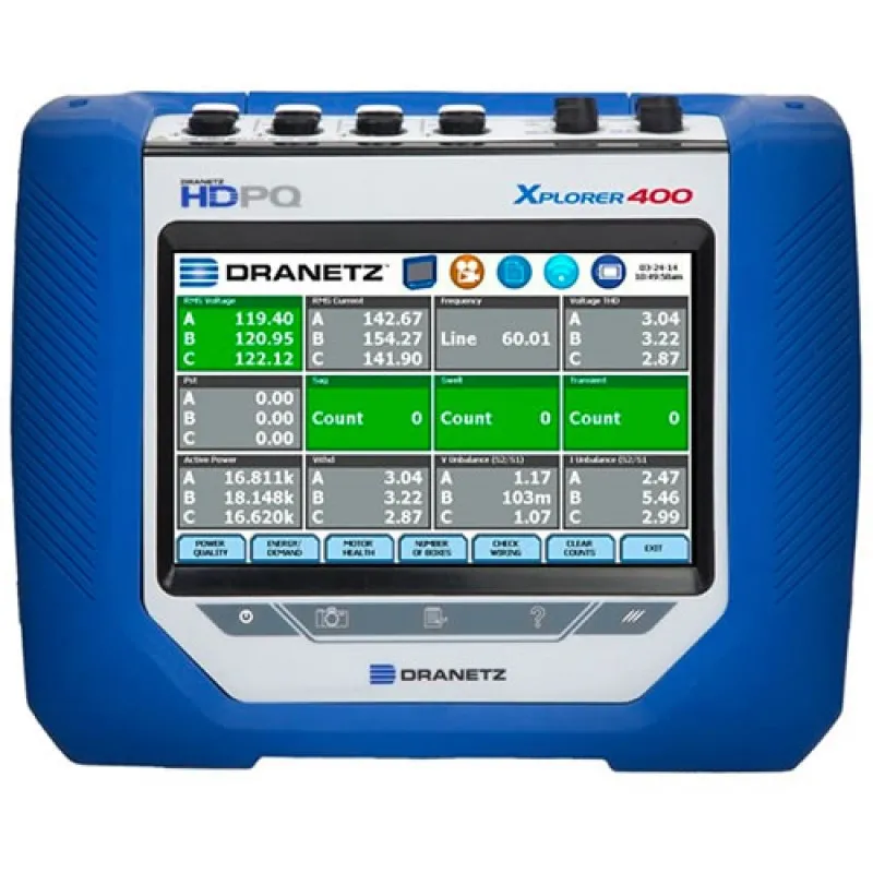 Dranetz HDPQ Xplorer 400 [HDPQ-X4APKG] Power Analyzer Starter Kit, NO CT's., 400 Hz