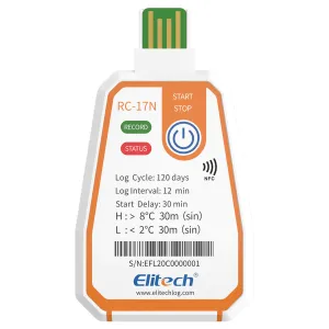 Elitech RC-17N Disposable Single-Use NFC Temperature Recorder Data Logger USB PDF Report 2-Color Indicator