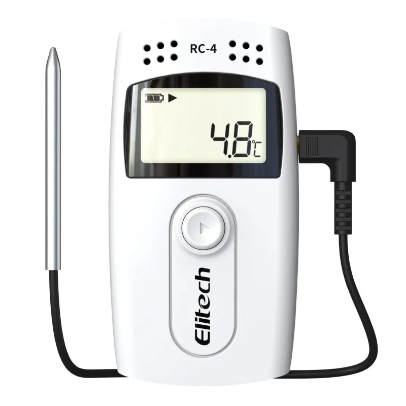 Elitech RC-4 Temperature Data Logger, USB Recorder with Double Sensors LCD Display Buzzer Alarm 16000 Readings