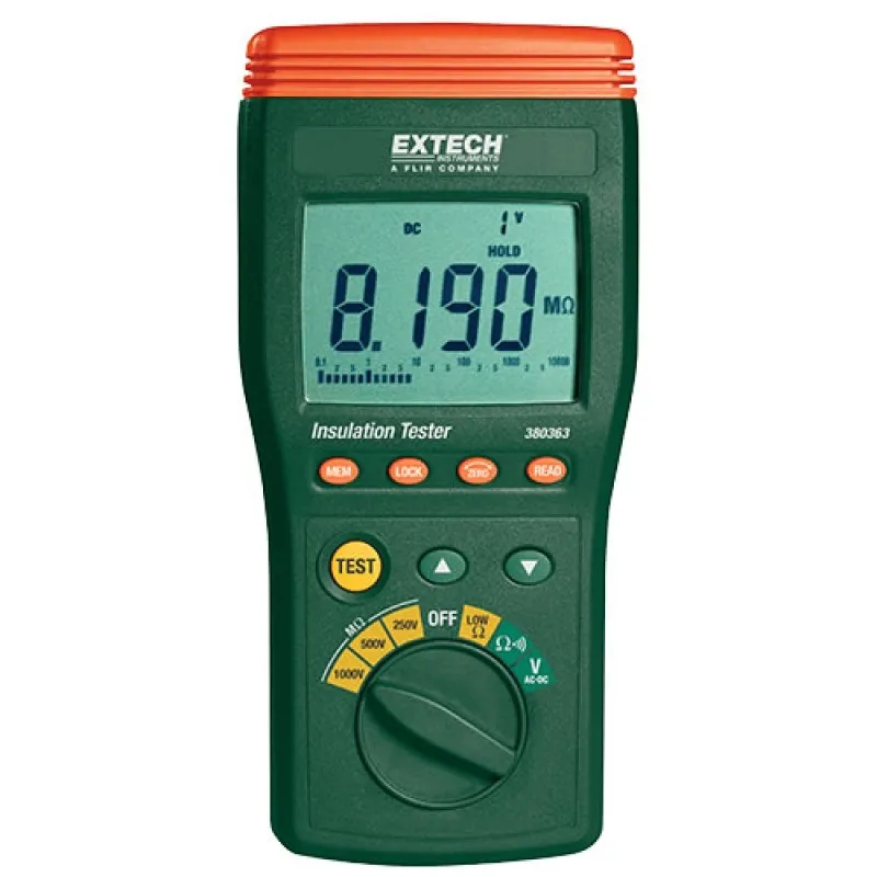 Extech 380363 Insulation Resistance Tester, 250V, 500V, 1000V