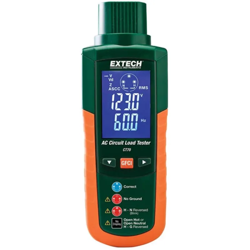 Extech CT70 AC Circuit Load Tester AC Load Handling & Outlet Tester