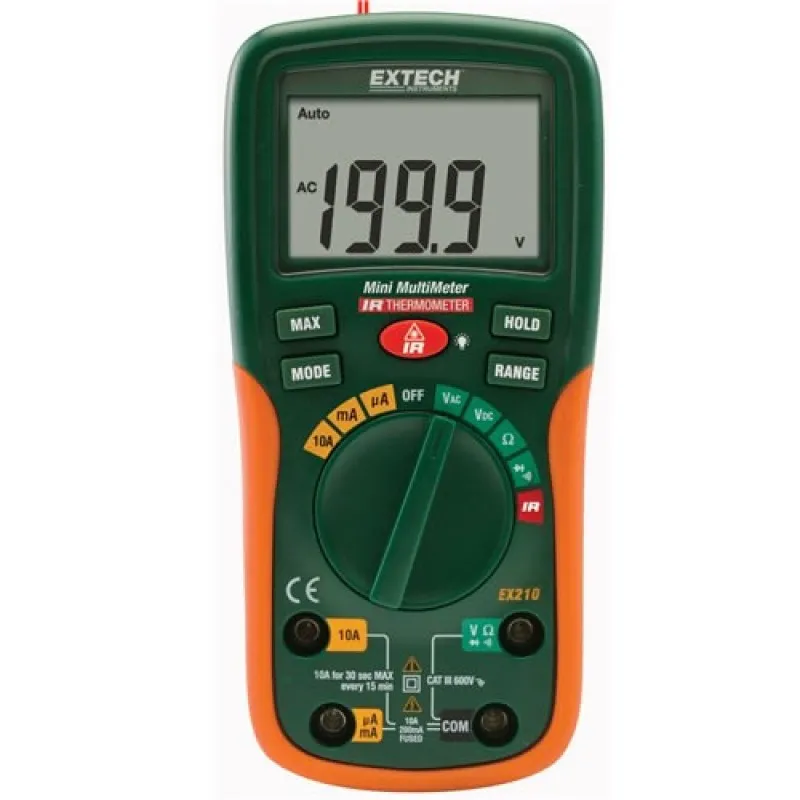 Extech EX210 [EX210] Mini Digital MultiMeter with IR Thermometer (DISCONTINUED SEE EX355] 