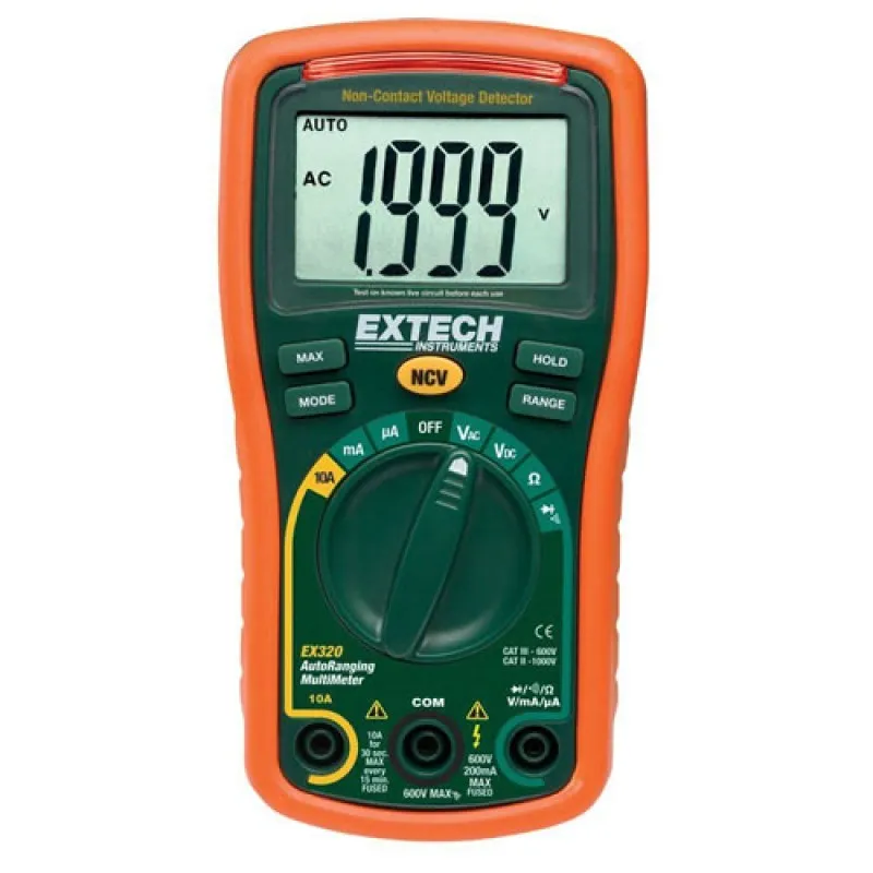 Extech EX320 Autoranging Multimeter and Voltage Detector, 600V/10A*DISCONTINUED*