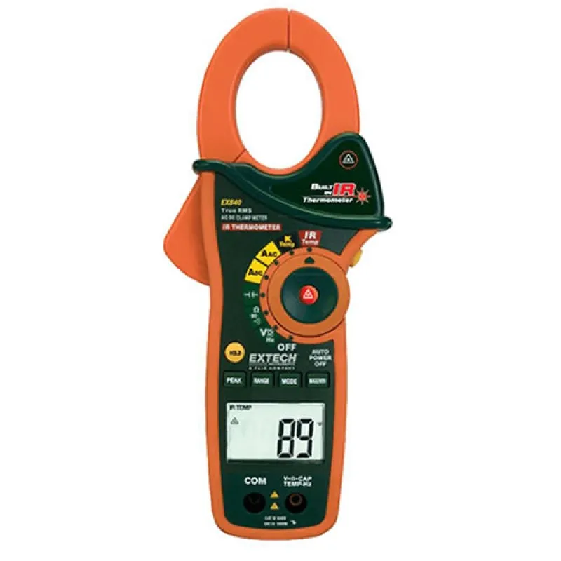 Extech EX840 True-RMS AC/DC Clamp/Digital Multimeter & Infrared Thermometer, 1000V, 1000A CAT IV