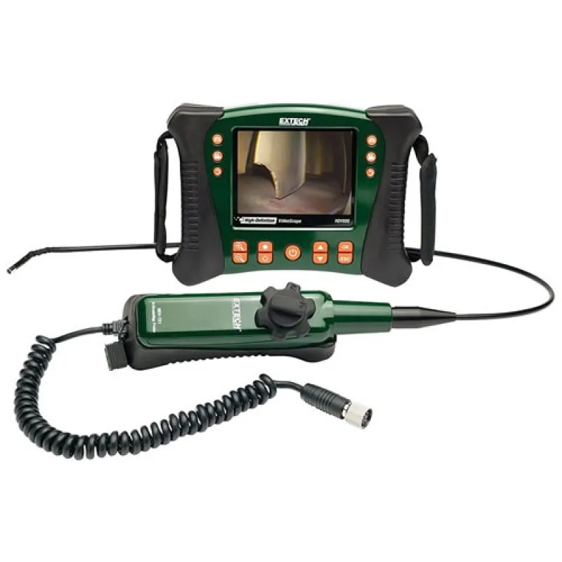 Extech HDV600 [HDV640] VideoScope Video Inspection Camera with Wired Handset & 6mm Semi-Rigid, Articulating (240°) Probe (1m)