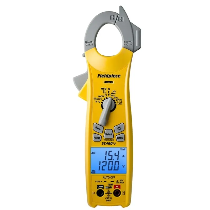 Fieldpiece SC-460 [SC460] 600VAC/DC, 400AAC True-RMS Wireless AC Clamp Meter with Temperature, & Inrush