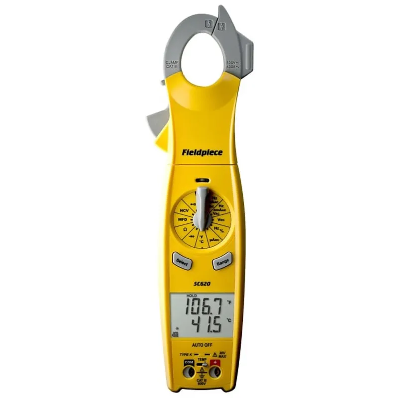 Fieldpiece SC-620 [SC620] 600VAC/DC, 400AAC Swivel Head AC Clamp Meter w/ Temperature & Dual Display