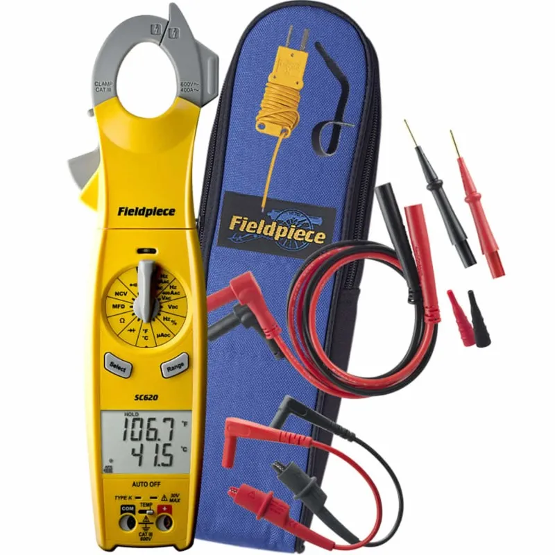Fieldpiece SC-620 [SC620] 600VAC/DC, 400AAC Swivel Head AC Clamp Meter w/ Temperature & Dual Display