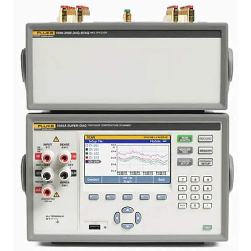 Fluke Calibration 1586A [1586A/2DS 240] Super-DAQ Precision Temperature Scanner with 2 DAQ-STAQ Multiplexers