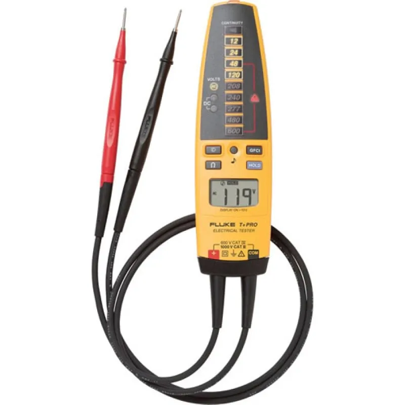 Fluke T+ [T+PRO] Electrical Tester with Rotary Field Indicator, Resistance and Backlit LCD Display